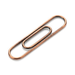 Professional Shot of a Polished Metallic Paperclip, Isolated on a Pristine White Background