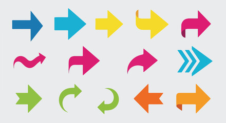 A collection of various colorful vector arrow symbols