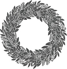 Elegant leaf wreath circle frame natural botanical design festive seasonal decorative element for greetings vector © Bacon