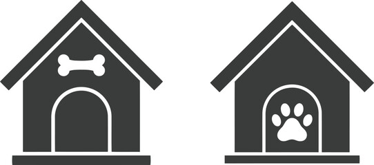 Dog house icons silhouette cute simple pet home kennel shelter animal iconography vector graphics vector