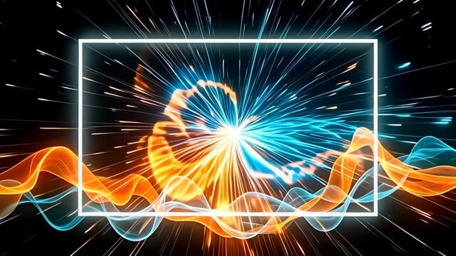 With hypnotize transitions, ampere simple ovalbumin march shot waver along blacken surface emerge from cascade medal of light, where lively break of orangeness and cyan coil outbound