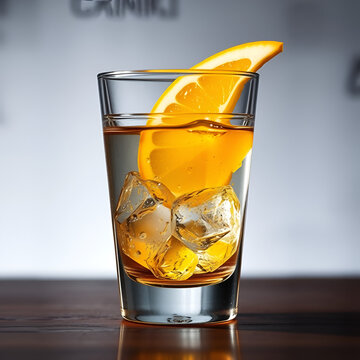 Clear shot of vodka or schnapps