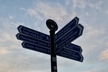 Direction signs in Manchester, UK