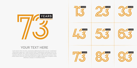 Fototapeta premium Anniversary logo type set with double line number. orange and black color can be use special moment