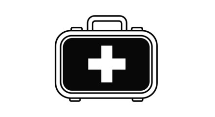 Obraz premium A simple black and white illustration of a first aid kit