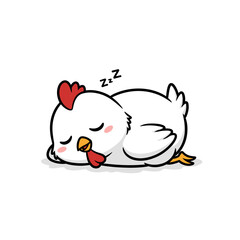 Fototapeta premium Cute cartoon chicken peacefully sleeping outdoors