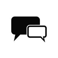 A simple graphic illustration of two speech bubbles on a white background