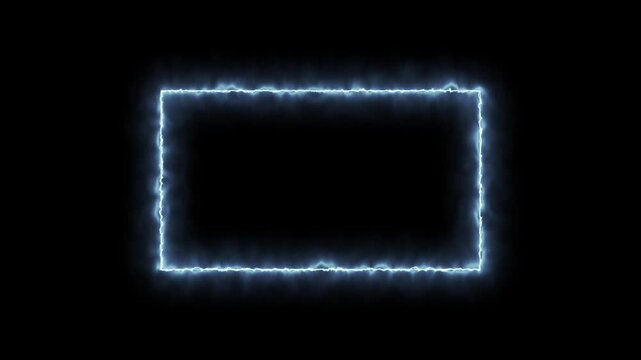 Energetic blue glowing rectangle frame borders with light particles animation