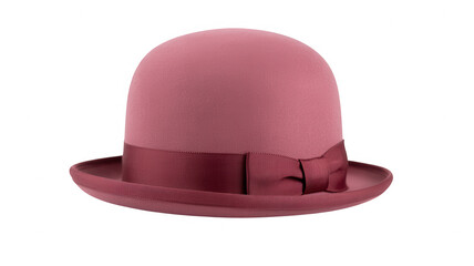 Mauve bowler hat with dark pink ribbon mauve hat fashion accessory isolated on a transparent background