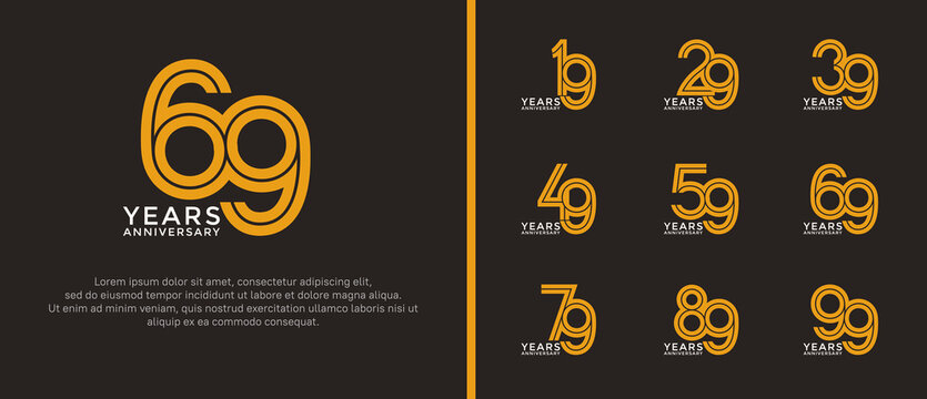 anniversary vector logo set, orange and white color can be use for celebration