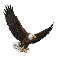 Obraz premium Majestic bald eagle soaring through the air with wings spread wide