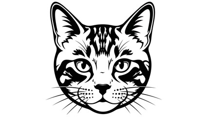 Obraz premium Black and White Cat Face Portrait, Tabby Cat Head, Graphic Style, Vector Art