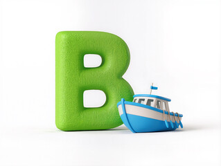 3d render of a green B for boat