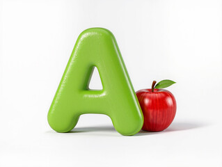 alphabet letter a red apple