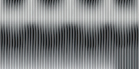 Fototapeta premium Corrugated metal texture with ribbed glass background and steel sheet pattern. Abstract window in silver and white 3D with fluted panel stripes. Premium wall ripple with blur, gradient light.