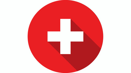 Fototapeta premium Red circular first aid symbol with white cross on white background for safety and emergency use.