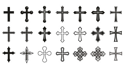 Fototapeta premium Collection of diverse cross designs in a grid display.