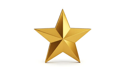 Fototapeta premium Golden Star Icon Isolated on white Background | Shiny Gold Five Point Star Symbol of Rating and Achievement | 3D Golden Star Award Shape on white Clean Background