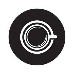Minimalist Black and White Coffee Cup Icon Top View
