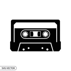 Obraz premium Retro Audio Cassette Tape Icon, Vintage Music Symbol, Old Technology