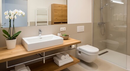 Modern Bathroom Interior with Sink and Toilet 1.
