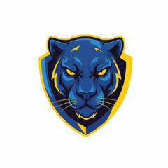 Blue Panther Head Logo Design Illustration. © Lerr