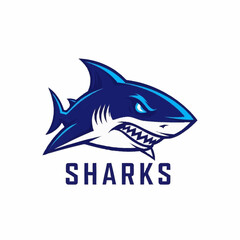 Obraz premium Blue Shark Logo Design with Teeth.