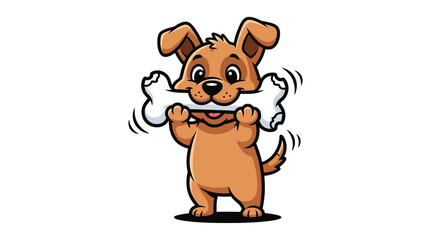 Fototapeta premium Adorable cartoon dog holding a large bone in its mouth