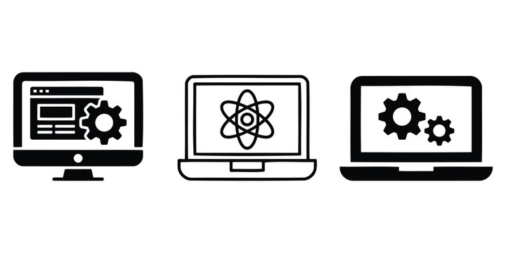 Computer icons representing web development and coding