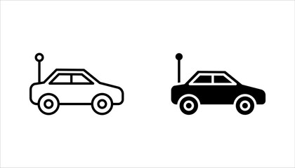 RC car icon set, remote control car outline vector illustration on white background