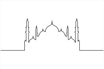Fototapeta premium Islamic icon continuous one line art drawing of isolated outline vector illustration 