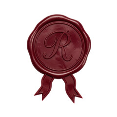 Wax seal with letter R and ribbon