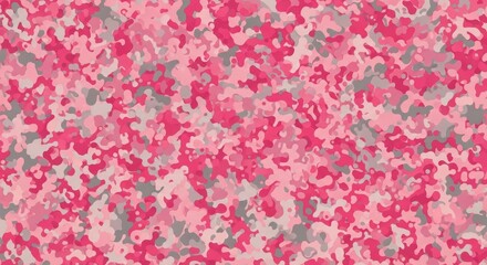 A seamless pattern of pink camouflage, perfect for military or urban wear designs. The camo design is dense with intricate details, creating an eye-catching effect on the fabric surface.