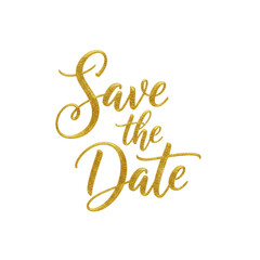 Save the Date Golden Glitter Calligraphy Text