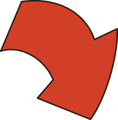Cute Red Cartoon Arrow Down Doodle Pointing Sign Icon