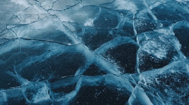 Cracked blue ice background, cold texture for winter theme, abstract design, background pattern