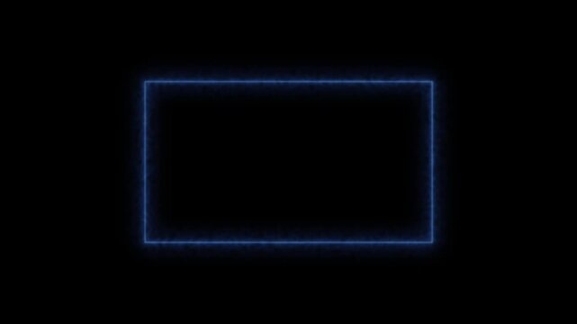 Electric blue rectangle border animation with energy effect on black background motion