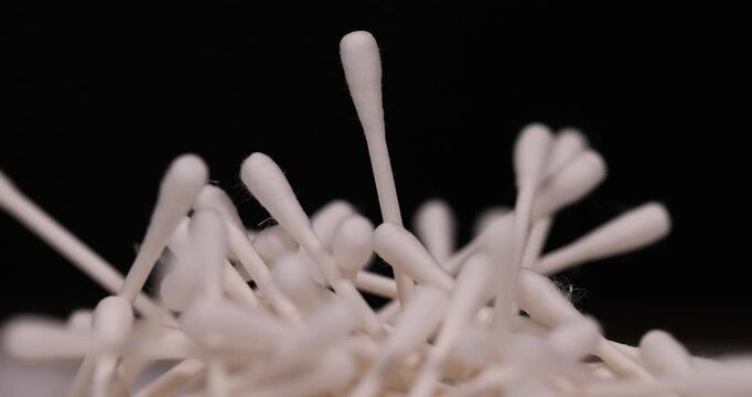 swabs with natural cotton for hygiene and cosmetics, paper natural sticks with natural white cotton for makeup correction , injury treatment