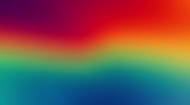 Abstract vibrant rainbow gradient background with smooth multicolor transition blending red, orange, yellow, green, teal, and blue tones. Bright and fluid color fusion creates a cheerful, modern, 