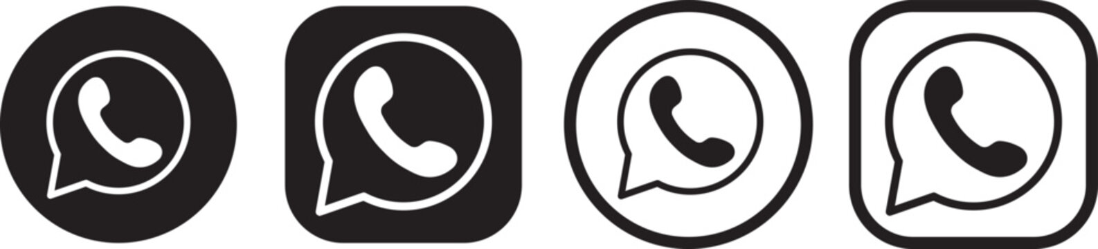 WhatsApp social media icon set collection vector.whatsapp line logo icon sign, messaging app symbols, social communication outline shapes,
