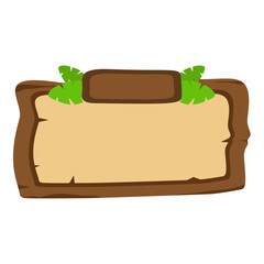 Wooden Sign Board with Green Leaves Illustration, Rustic Wood Sign Template with Nature Element