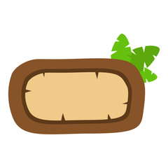 Wooden Sign Board with Green Leaves Illustration, Rustic Wood Sign Template with Nature Element