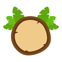 Wooden Sign Board with Green Leaves Illustration, Rustic Wood Sign Template with Nature Element