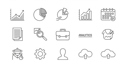 Collection of business and finance icons for data analysis.