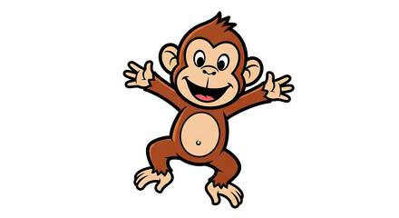 Obraz premium Delightful cartoon monkey character bursting with joy, arms wide open, exuding playful energy