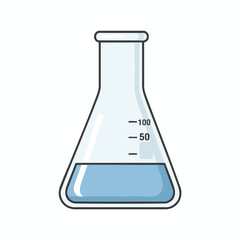 Laboratory Glass Flask with Blue Liquid for Scientific Experiments and Research