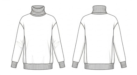 Modern Mens Bomber Jacket Technical Flat &ndash; Front and Back View Fashion Illustration Template