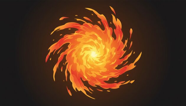 Stylized Fire Vortex Illustration On Black Background