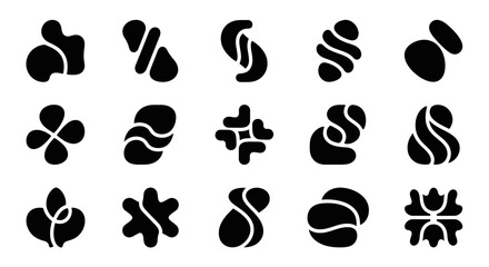 Fototapeta premium Abstract black and white shapes, modern minimalist design elements, organic and geometric forms collection
