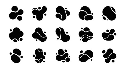 Fototapeta premium Abstract black fluid blobs vector set. Organic liquid shapes collection for modern graphic design.